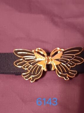 Gold Butterfly Elastic Waist Belt - Black Strap